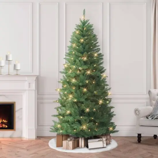 7ft. Pre-Lit Carson Artificial Pine Tree, Clear Lights {3}