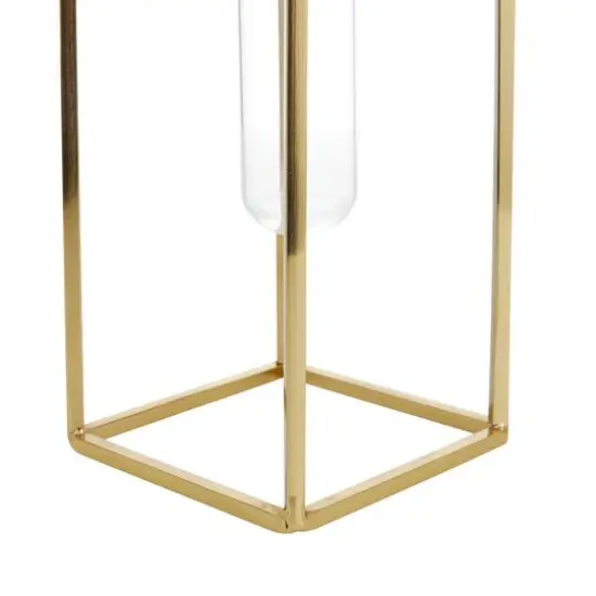 CosmoLiving by Cosmopolitan Set of 3 Gold Stainless Steel Glam Vase, 13" x 5" x 5" {6}