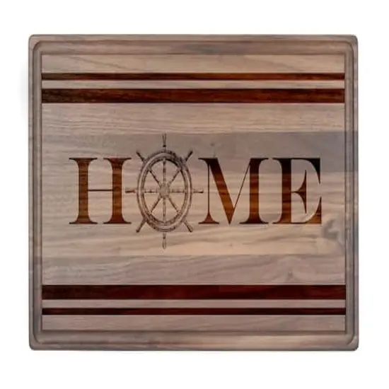 17" Home Captain Wheel Walnut Wood Cutting Board {1}