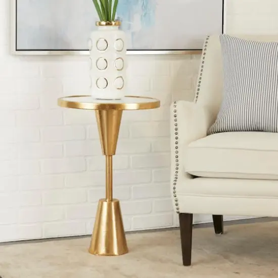 Gold Metal Contemporary Accent Table, 16" x 16" x 24" {7}