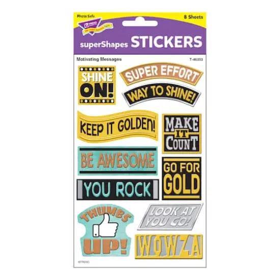 Trend Enterprises&reg; I Heart Metal Motivating Messages superShapes Stickers, 6 Packs of 88 {4}