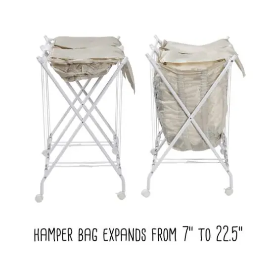 Honey Can Do White/Natural Double Bounce Back Hamper with Wheels and Lid {17}
