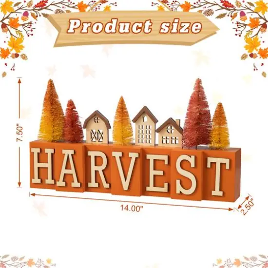 Glitzhome&reg; 14" Harvest Wooden House and Brush Trees Table D&eacute;cor {9}