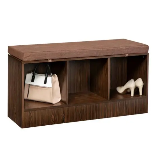 Honey Can Do Deep Espresso Entryway Bench with Storage Shelves {1}