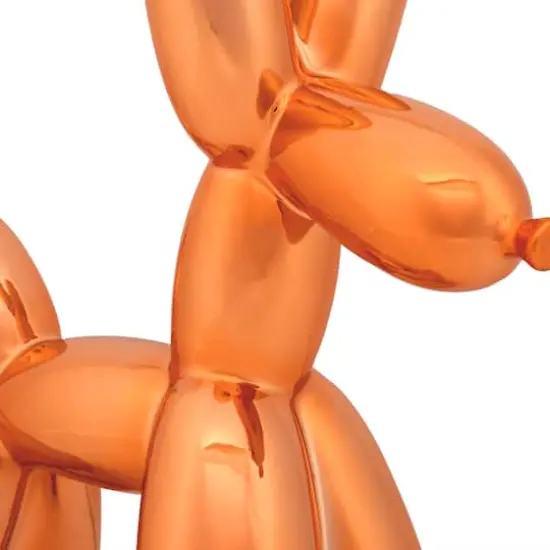 11" Electroplated Orange Balloon Dog Figurine {4}