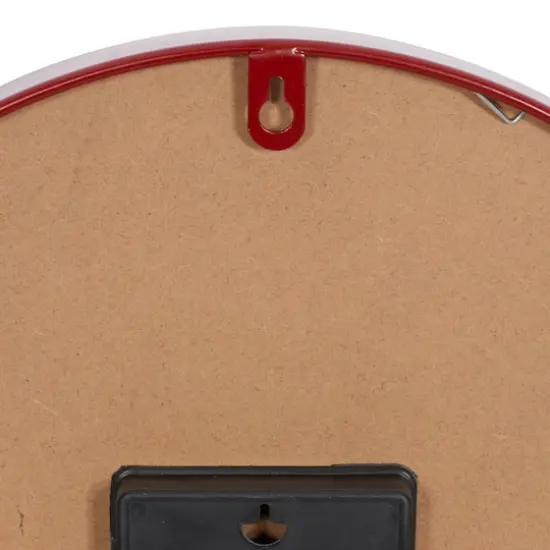 Farmhouse Round Red Metal and Wood Kensington Station Wall Clock, 14" x 14" x 2.60" {6}