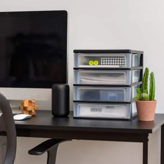 IRIS Black 4-Drawer Desktop Storage Unit {5}