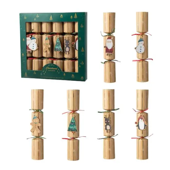 Glitzhome&reg; 12" Christmas Kraft Paper Characters Tag Party Cracker with Gift Contents, 6ct. {1}