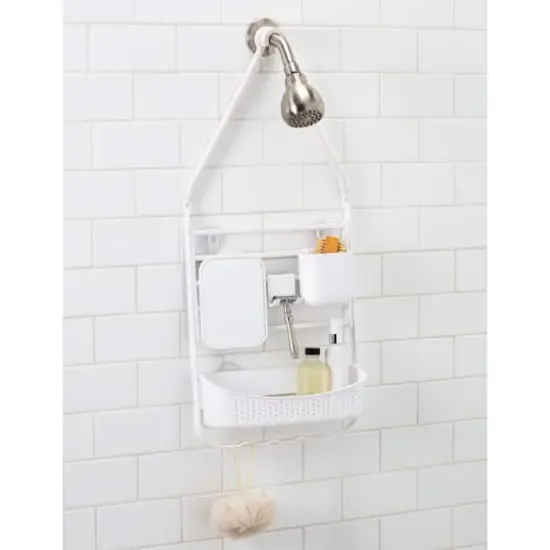 Bath Bliss 28" Deluxe Flex Adjustable Shower Caddy White {4}