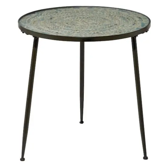 24" Black Vintage Metal Accent Table {1}