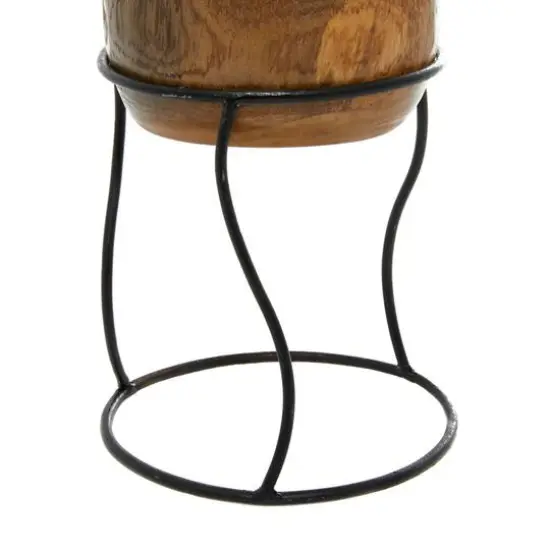 Set of 3 Brown Teak Wood Rustic Planter 9", 11", 10" {4}