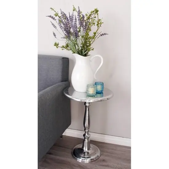 Silver Aluminum Traditional Accent Table {4}
