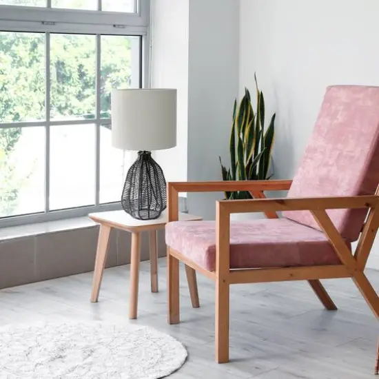 Lalia Home 21" Rattan Paper Rope Table Lamp with Shade Black with light gray shade {6}