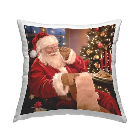 Stupell Industries Santa Claus Checking Naughty Nice List Throw Pillow {1}