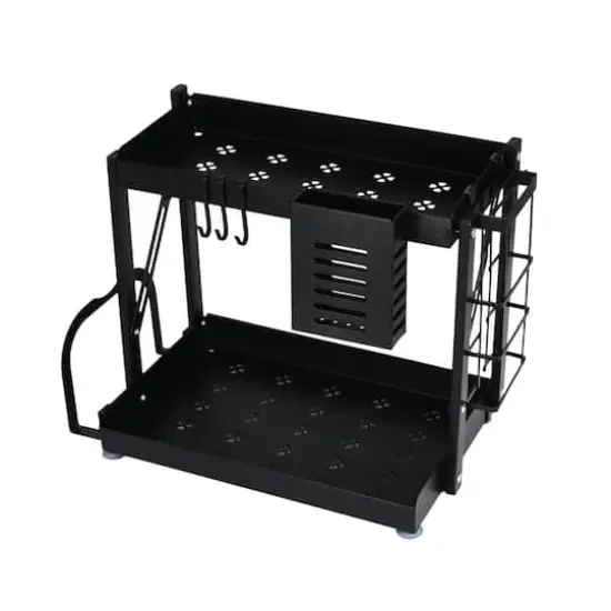 Household Essentials 12" Black Metal 2-Tier Countertop Caddy {1}