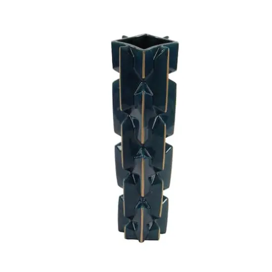 27" Blue Stoneware Modern Vase {3}