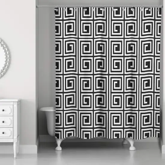 Square Maze Shower Curtain Black {1}
