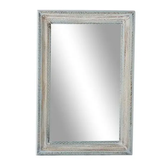 48" White Wood Farmhouse Wall Mirror {1}