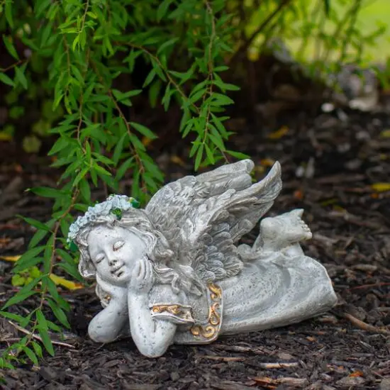 8" Daydreaming Angel Outdoor Patio Garden Statue {3}