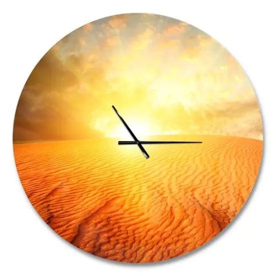 Designart Sand Landscape with Sun Modern Wall Clock {1}