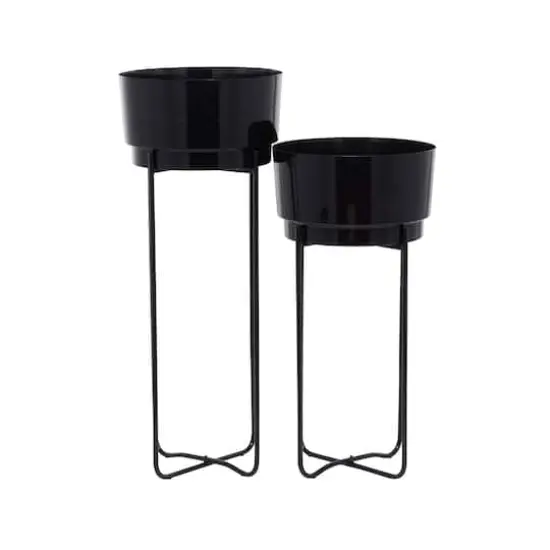 CosmoLiving by Cosmopolitan Contemporary Planter Stand Set Black {1}