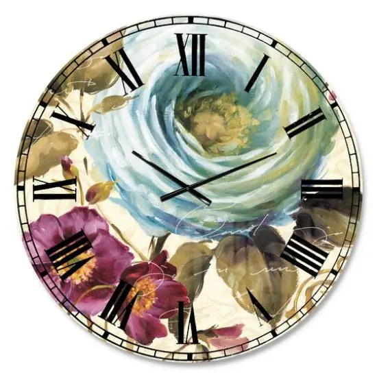 Designart 'Victorias Cream Flower Traditional Wall Clock {1}