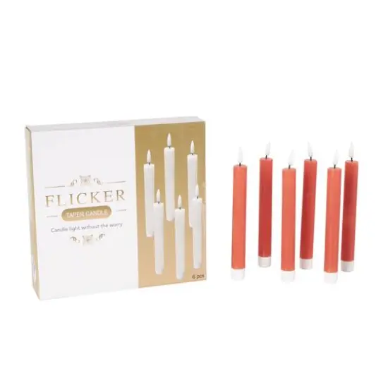 8" Flameless Wax Candles with Remote Control, 6ct. Red {8}