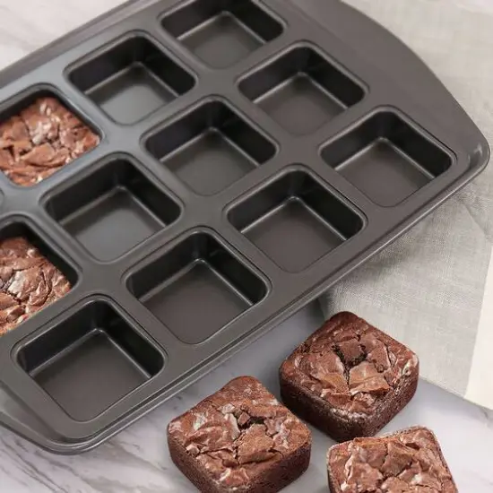 Gibson Baker's Friend Gray 12 Cup Nonstick Steel Brownie Pan {5}