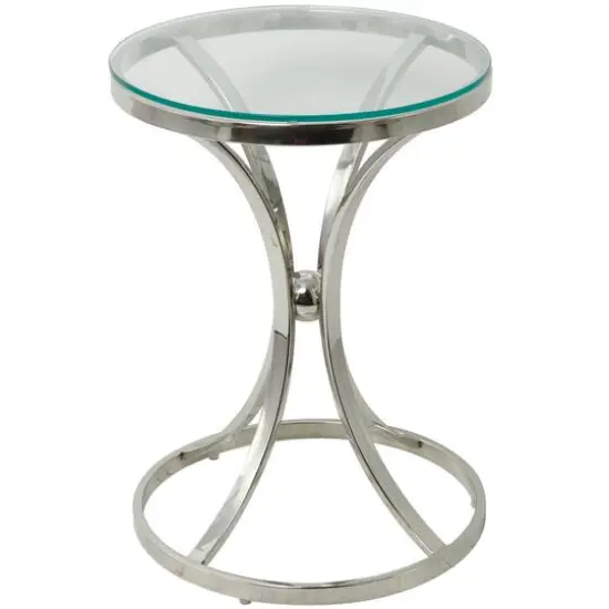 Silver Stainless Steel Contemporary Accent Table, 18" x 18" x 25" {1}