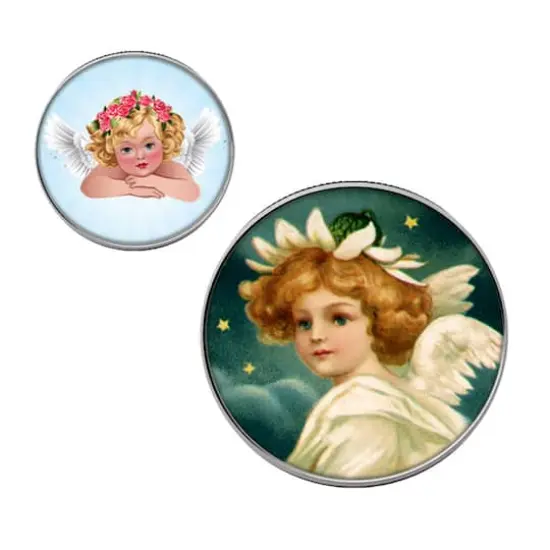 Holiday Magic Colorized Angels Half Dollar and Nickel Coins with Stamp in Wood Frame {3}