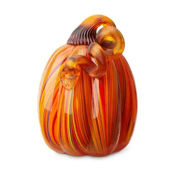 Glitzhome&reg; 5.5" Multi Striped Glass Pumpkin {9}