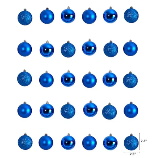 30ct. 2.5" Blue Shatterproof Christmas Ornaments {3}