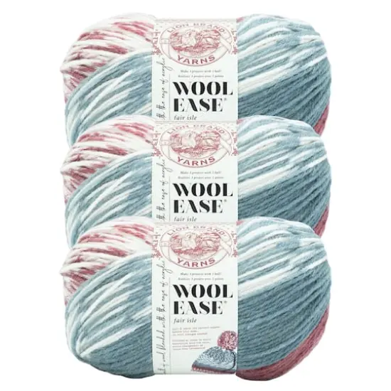3 Pack Lion Brand&reg; Wool Ease&reg; Fair Isle Yarn Rose and Blossom {1}