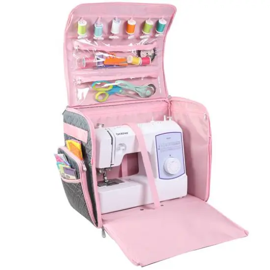 Everything Mary Pink & Gray Collapsible Deluxe Sewing Storage Case {3}