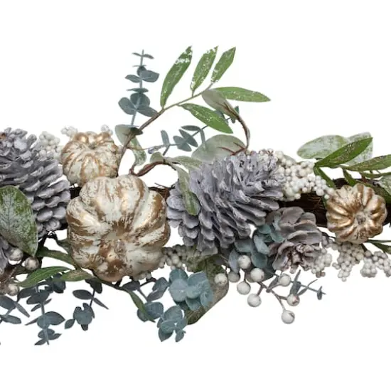 3ft. Neutral Pumpkin & Pine Cones Fall Harvest Swag {3}