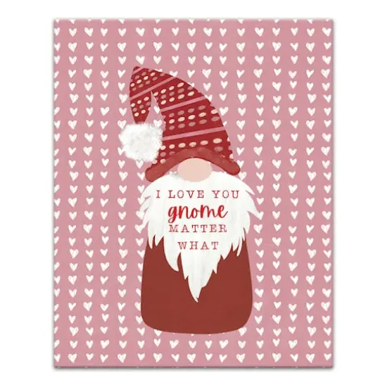 Cute Gnome On Hearts Canvas Wall Art {1}