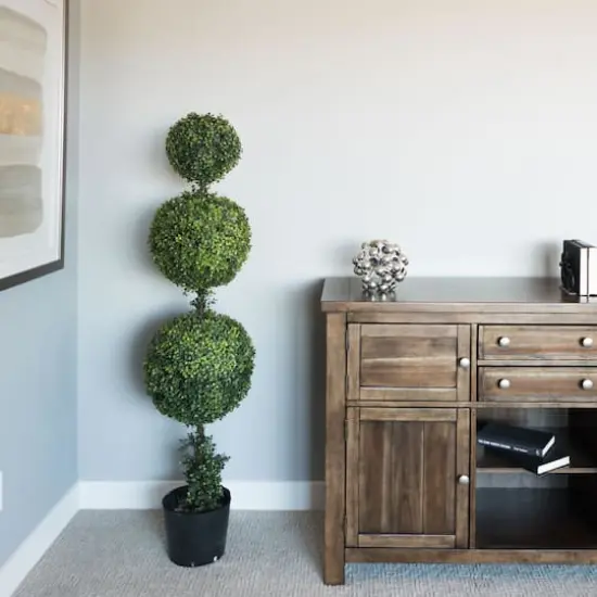 4ft. Artificial Triple Ball Green Boxwood Topiary {3}