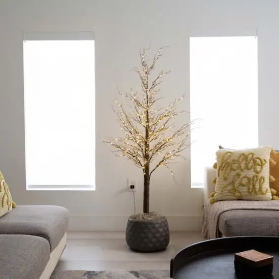 5ft. Pre-Lit Artificial Christmas Twig Tree, Warm White LED Lights {7}