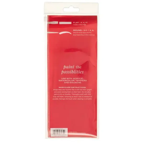 Hello, Artist! Long Handle White Taklon Flats & Rounds 12 Piece Brush Set {16}