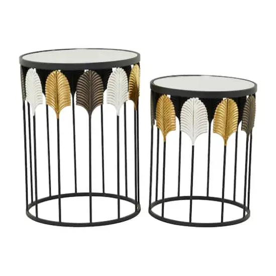 Black Metal Contemporary Accent Table Set {1}