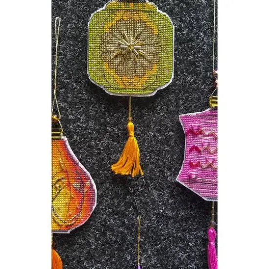 Crystal Art Christmas Tree Toy Plastic Canvas Counted Cross Stitch Kit Set Of Pictures Colorful Lanterns {7}