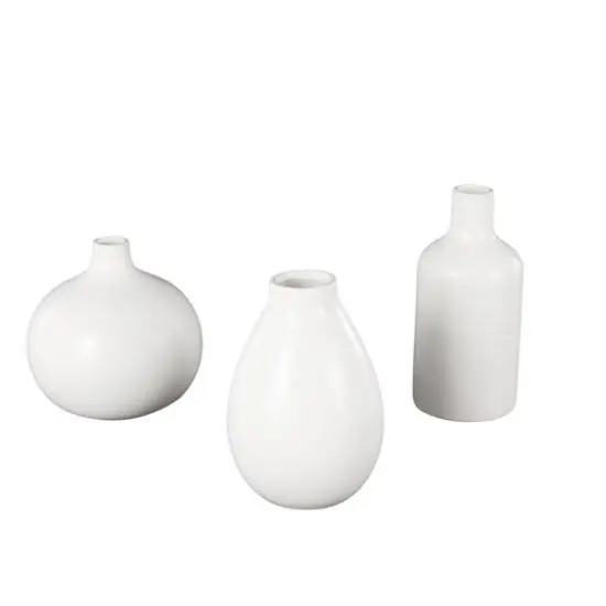 White Ceramic Minimal Ceramic Vase Set {4}