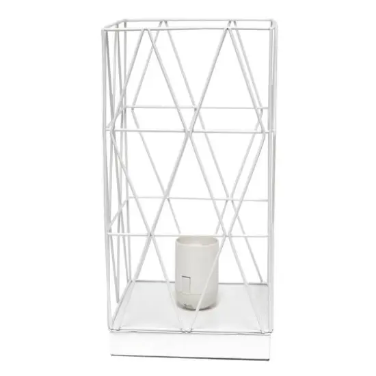 Simple Designs 10" Geometric Square Metal Table Lamp White {10}