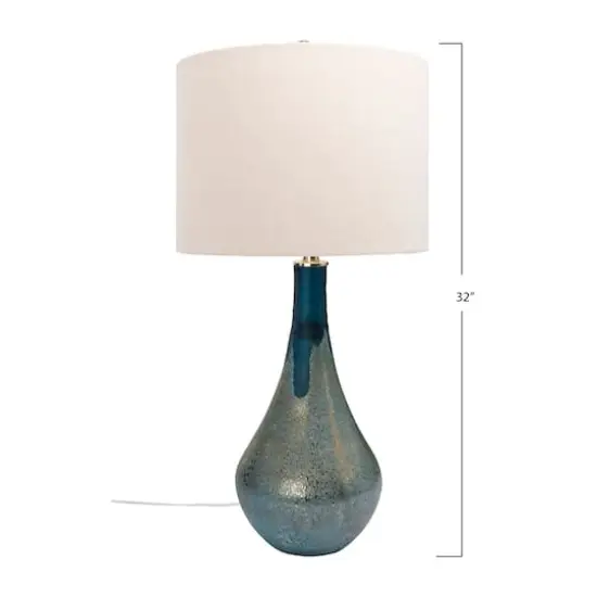 Hello Honey&reg; 32" Opal Finished Glass Table Lamp with Linen Shade {7}