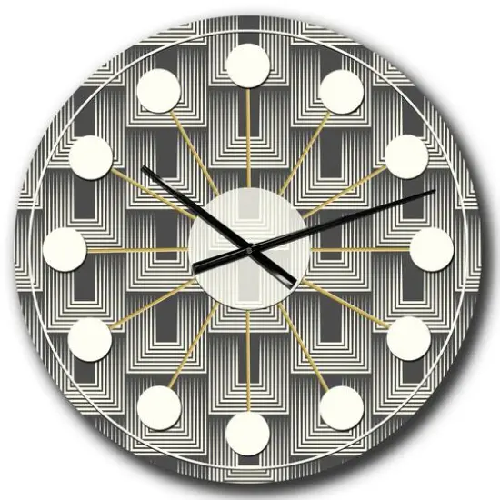 Designart 'Mimimal Black And White Design I Mid-Century Modern Wall Clock {1}