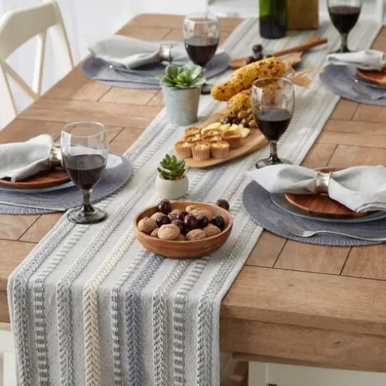 DII&reg; 72" Braided Stripe Table Runner Cool Gray {7}