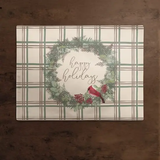 Happy Holidays Plaid Cotton Twill Placemat {3}