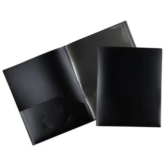 JAM Paper Heavy Duty Plastic 6-Pocket Folder, 2ct. Black {4}