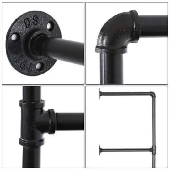 NEX&trade; 55" Black DIY Industrial Wall-Mounted Iron Pipe Open Bookshelf {4}