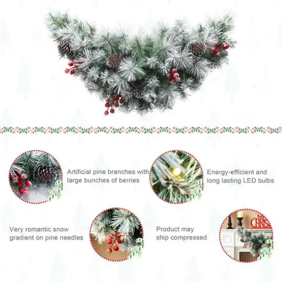 Glitzhome® 3ft, Pre-Lit Pinecones & Berries Artificial Christmas Swag {8}